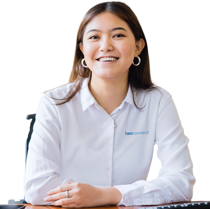 Twoconnect offshore staff member at her desk