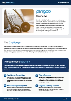PingCo case study — offshore staffing solution delivered by Twoconnect